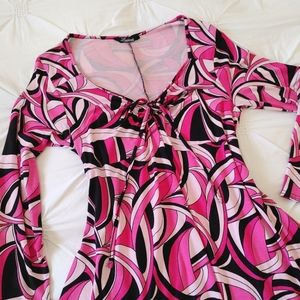 💟Yours Limited Collection Y2k pink psychedelic babydoll mini dress. Size 16UK